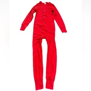 Morgan Mills Long Handles Thermal Grandpa Union Suit Long Johns Red Vintage Sm
